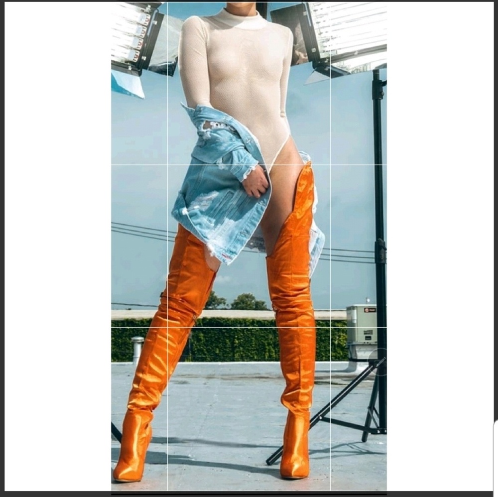 COPY - Metallic Orange Extra LongThigh High Pointed Boots